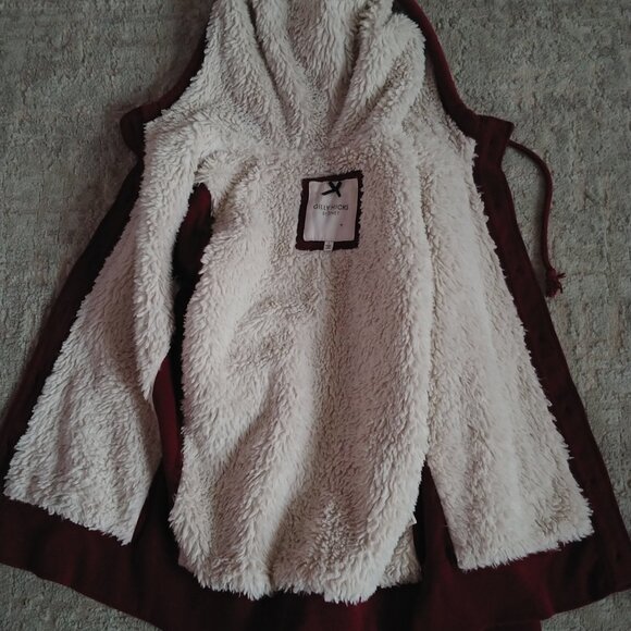 Y2K Gilly Hicks button-up sherpa lined hoodie size L maroon color - Picture 11 of 11